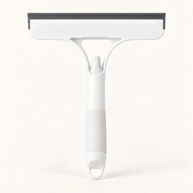 SOLEVA window squeegee for cleaning, featuring a spray, wipe, and shine function, ideal for streak-free glass cleaning.